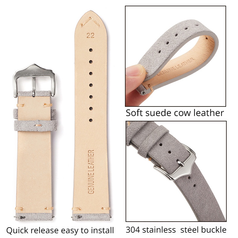 Dây Đeo Đồng Hồ Bằng Da Bò Thật 18mm 20mm 22mm Phong Cách Doanh Nhân Cổ Điển Dành Cho Nam Và Nữ