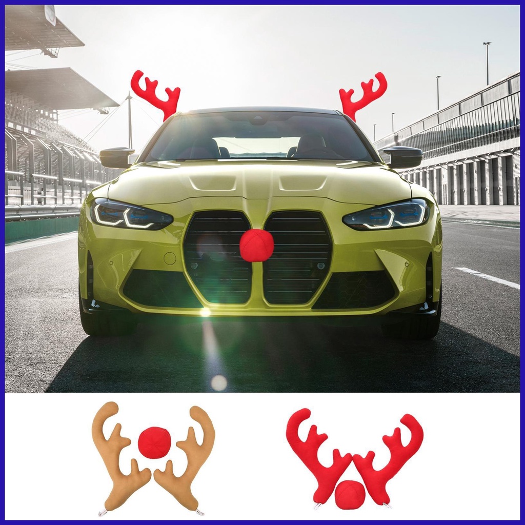 Giáng Sinh Mái Ô Tô Trang Trí Quỷ Sừng Giáng Sinh Sừng Nai Sừng Tấm Phụ Kiện Bên Ngoài Đa Năng Chống Va Chạm Miếng Dán Trang Trí Góc Ba Chiều Xe Ô Tô