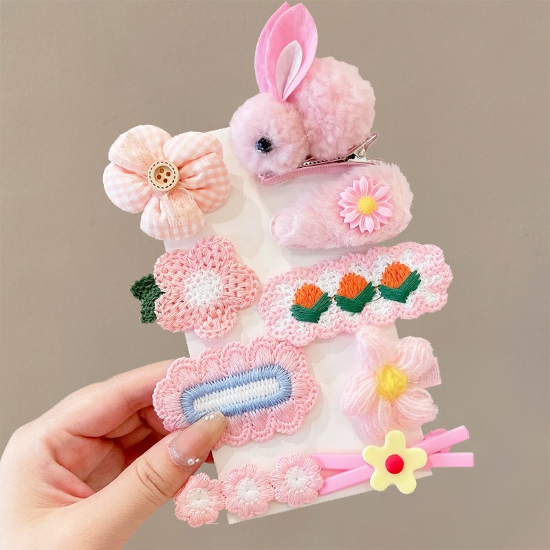 Set 14 Kẹp Tóc Mái Lông Dễ Thương Thời Trang Hàn Quốc Cho Bé Gái
