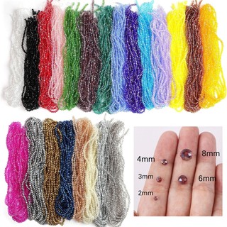 Chuỗi Hạt Thủy Tinh Tròn 3mm 4mm Dùng Làm Trang Sức