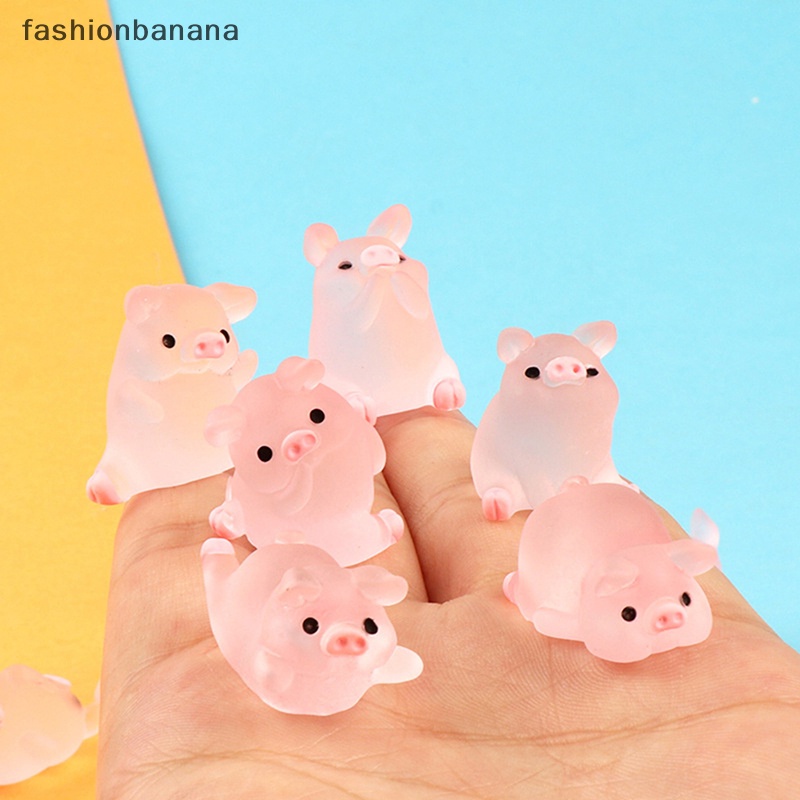 Thời Trang Set 1 / 5 Mô Hình Chú Heo Dạ Quang mini Bằng Nhựa resin Trang Trí Bảng Điều Khiển Xe Hơi diy