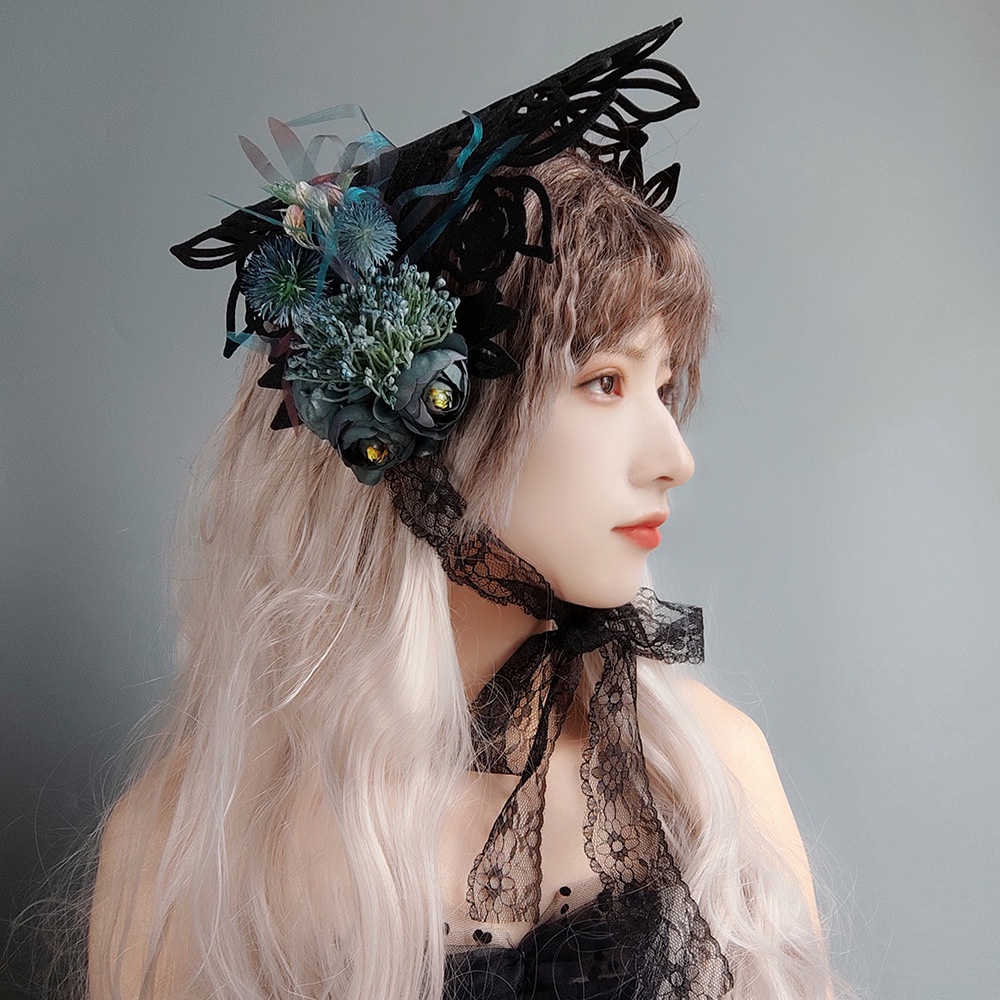 Vòng Hoa Đen Đội Đầu Hóa Trang Phù Thủy Cho Lễ halloween