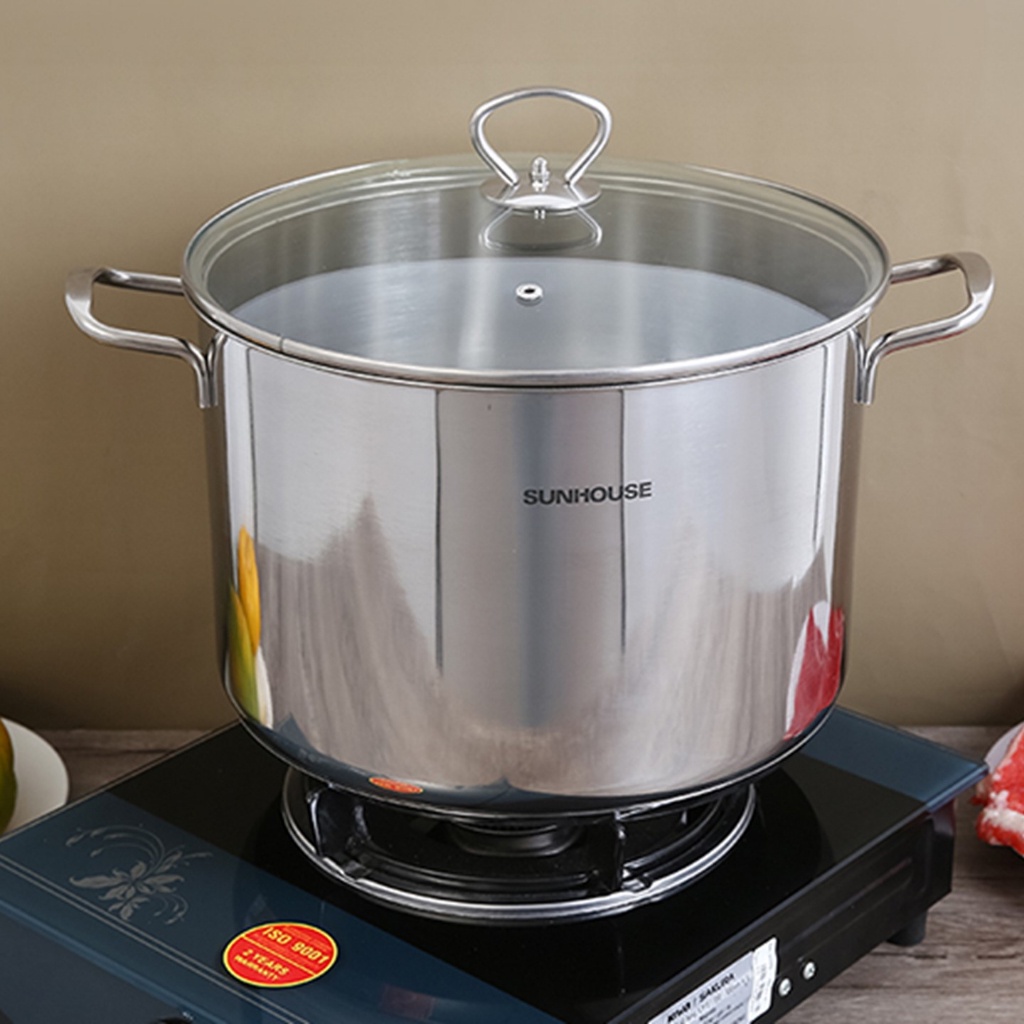 Nồi luộc gà Inox 3 đáy Sunhouse SH28LG size 28cm dùng được trên mọi loại bếp