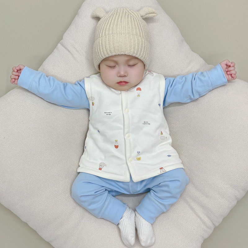 Áo Khoác Ghi Lê cotton Giữ Ấm Mùa Xuân Thu Cho Bé Trai Bé Gái Sơ Sinh