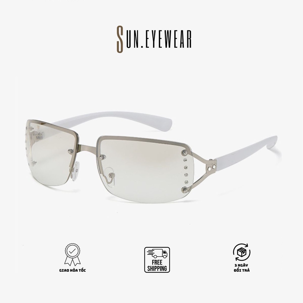 Kính mát thời trang Y2K không gọng phong cách Châu Âu, kính mát nam nữ Retro cổ điển - Sun Eyewear