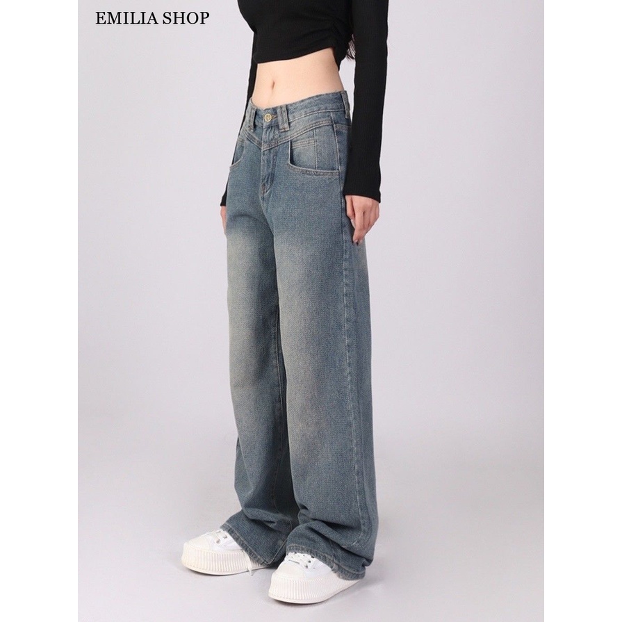 Chất lượng cao EMILIA SHOP quần ống rộng quần nữ jean Fashion Xu hướng Cute Vintage WNK2391EHD 41Z231009
