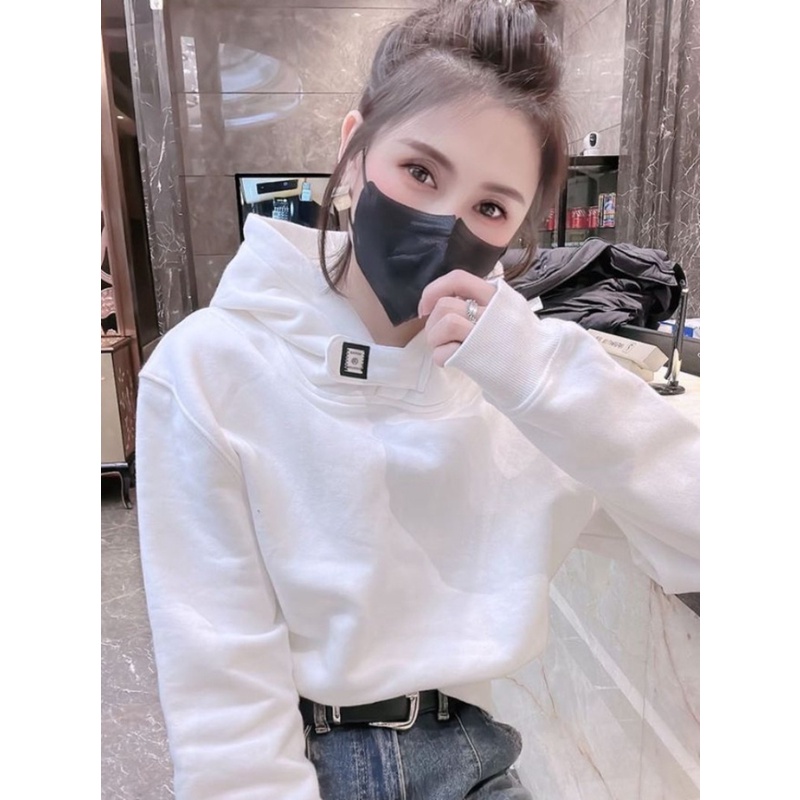 Áo Hoodie Dáng Rộng Màu Trơn Chất Lượng Cao Thời Trang 2000s