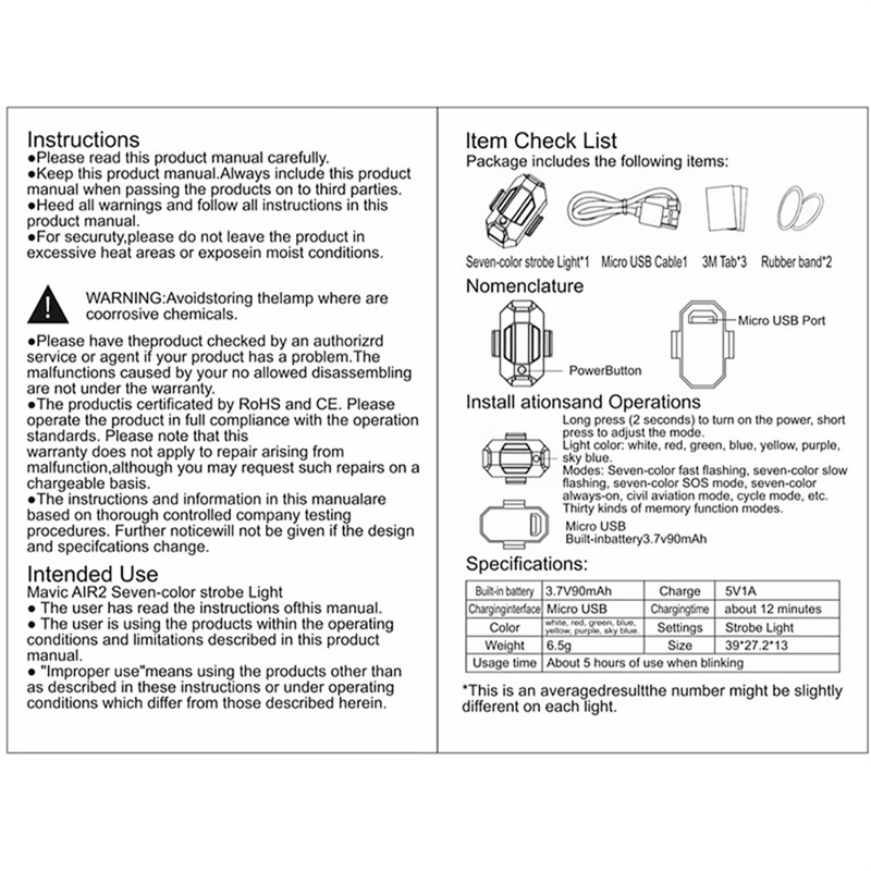 Đèn led Cảnh Báo Va Chạm mini 7 Màu Sắc Tùy Chọn Thông Dụng Cho Xe Máy / Xe Hơi