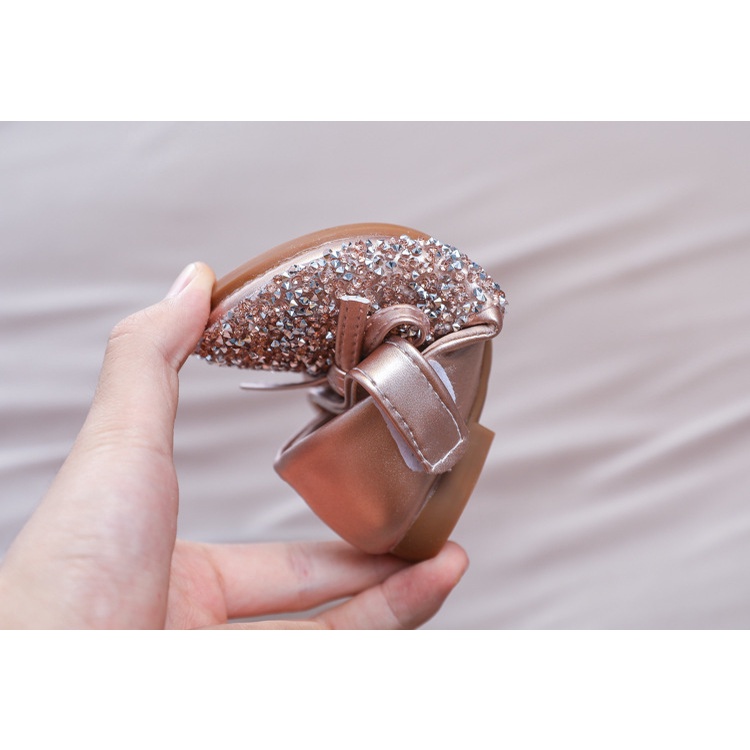 Giày Búp Bê Đế Mềm Đính Đá Xinh Xắn Theo Phong Cách 2023 Dành Cho Bé Gái