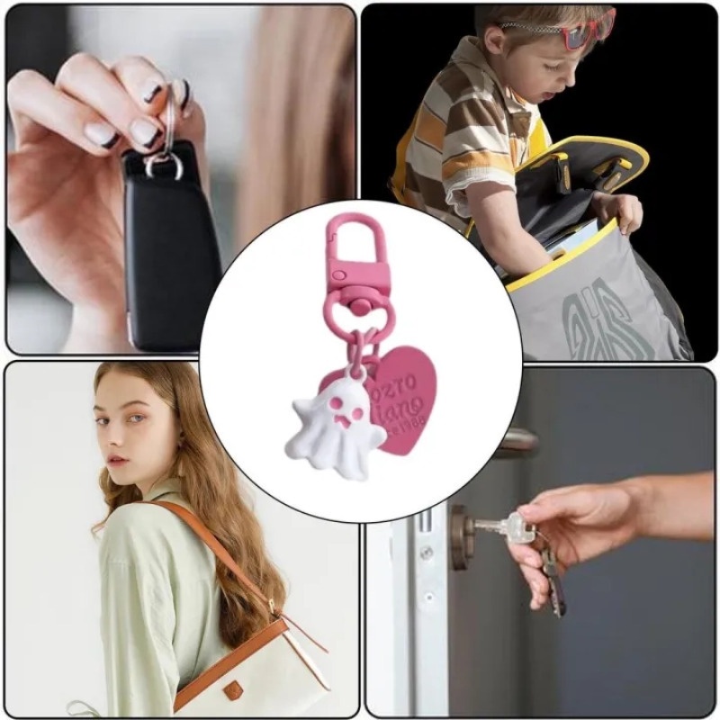 Cặp Móc Khóa Treo Ba Lô / Móc Khóa Hình Ma Quỷ Nhỏ Màu Hồng / Đen Cá Tính Đa Năng Trang Trí Xe Hơi