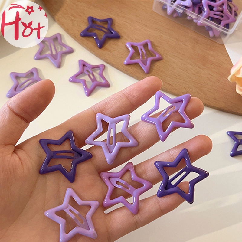 Set 5 Kẹp Tóc Kim Loại Hình Ngôi Sao Năm Cánh Nhiều Màu Sắc Ngọt Ngào Cho Bé vn