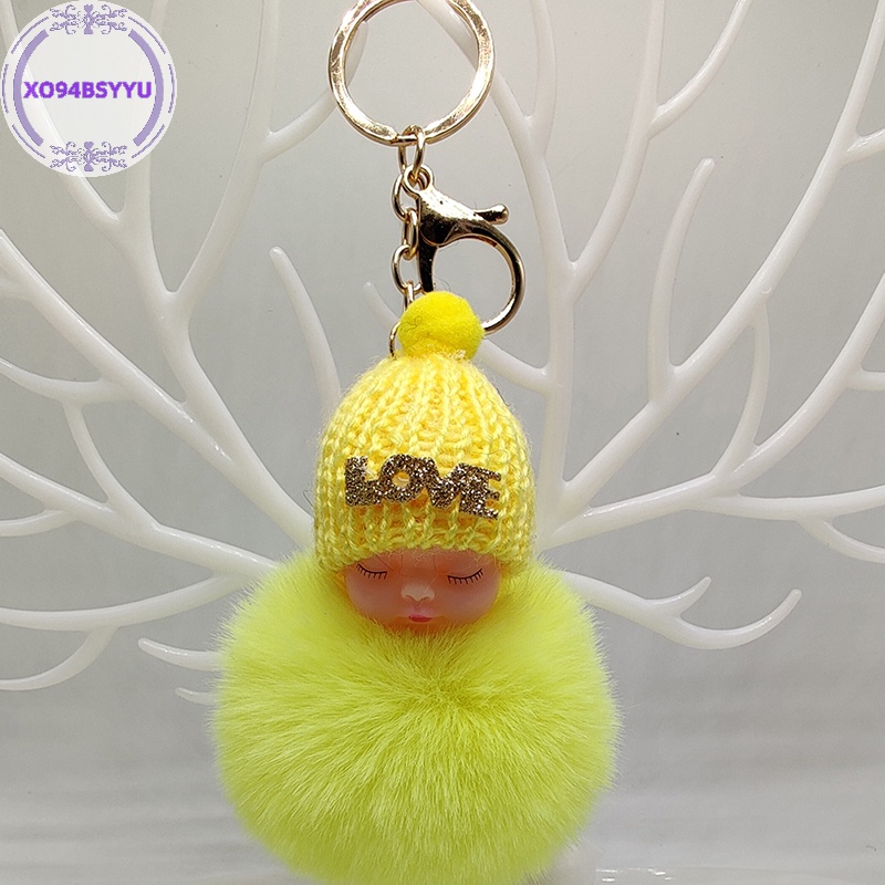 Xo94bsyu Móc Khóa Hình Búp Bê Em Bé Đang Ngủ Nhồi Bông Đáng Yêu Trang Trí Xe Hơi vn