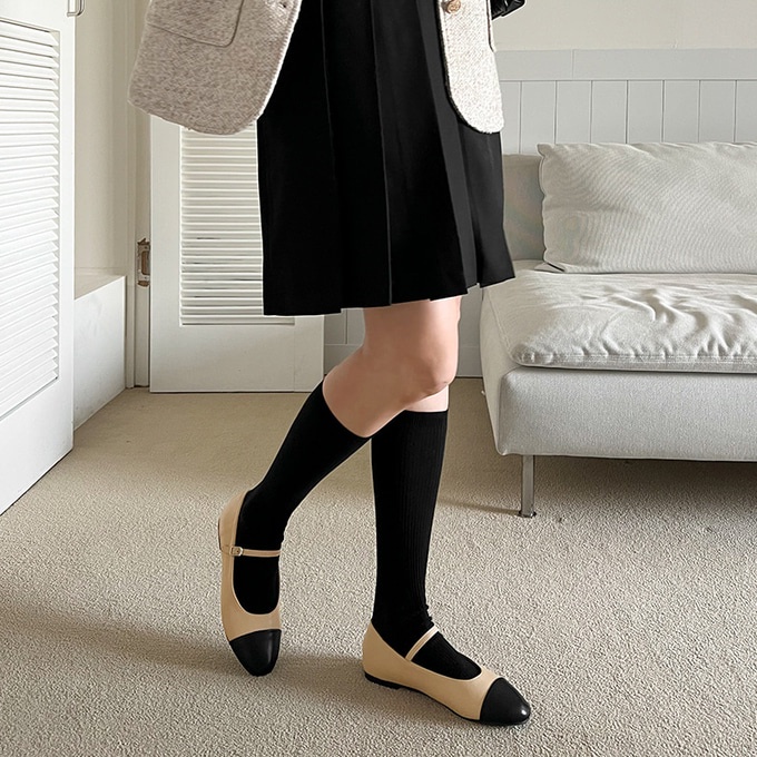 Giày maryjane Đế Bằng Hai Tông Màu   heizle]