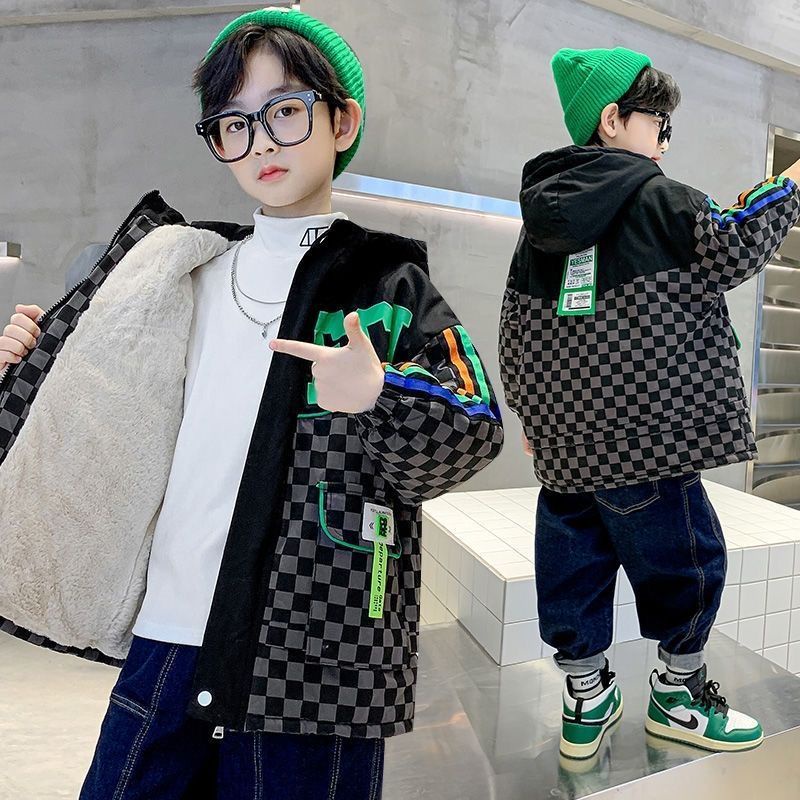 Bé trai nhung dày cotton áo khoác mùa đông mới mùa đông cotton áo ấm áo gió trẻ em áo khoác cotton hợp thời trang