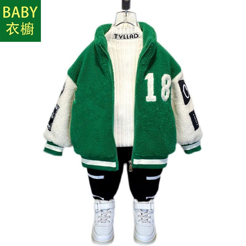 Áo Khoác Bóng Chày Bằng cotton Lót Lông Cừu Dày Thời Trang Phong Cách Mới 2023 Dành Cho Bé Trai