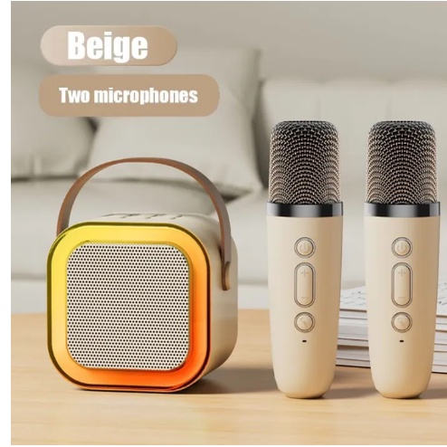 Loa Bluetooth, Loa Karaoke Mini K12 Sạc Pin Không Dây Âm Thanh Hay Bass Chuẩn Tặng Kèm 2 Míc Hát