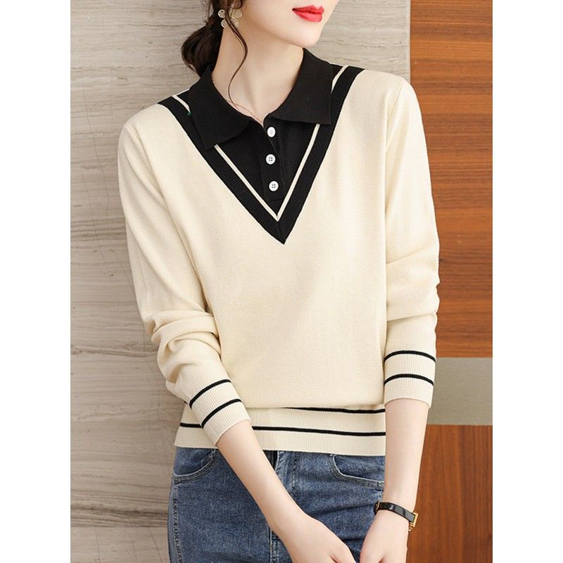 Áo sweater Giả Hai Lớp Dáng Rộng Thời Trang Thu Đông Phong Cách Mới Cho Nữ