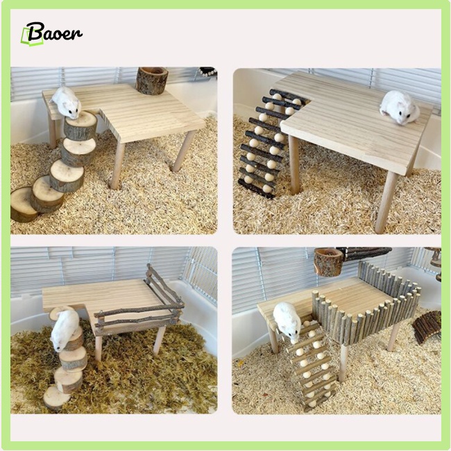 Kệ Gỗ Tự Nhiên 100% Chính Hãng Cho Chuột hamster / Gấu / Lồng Leo Trèo