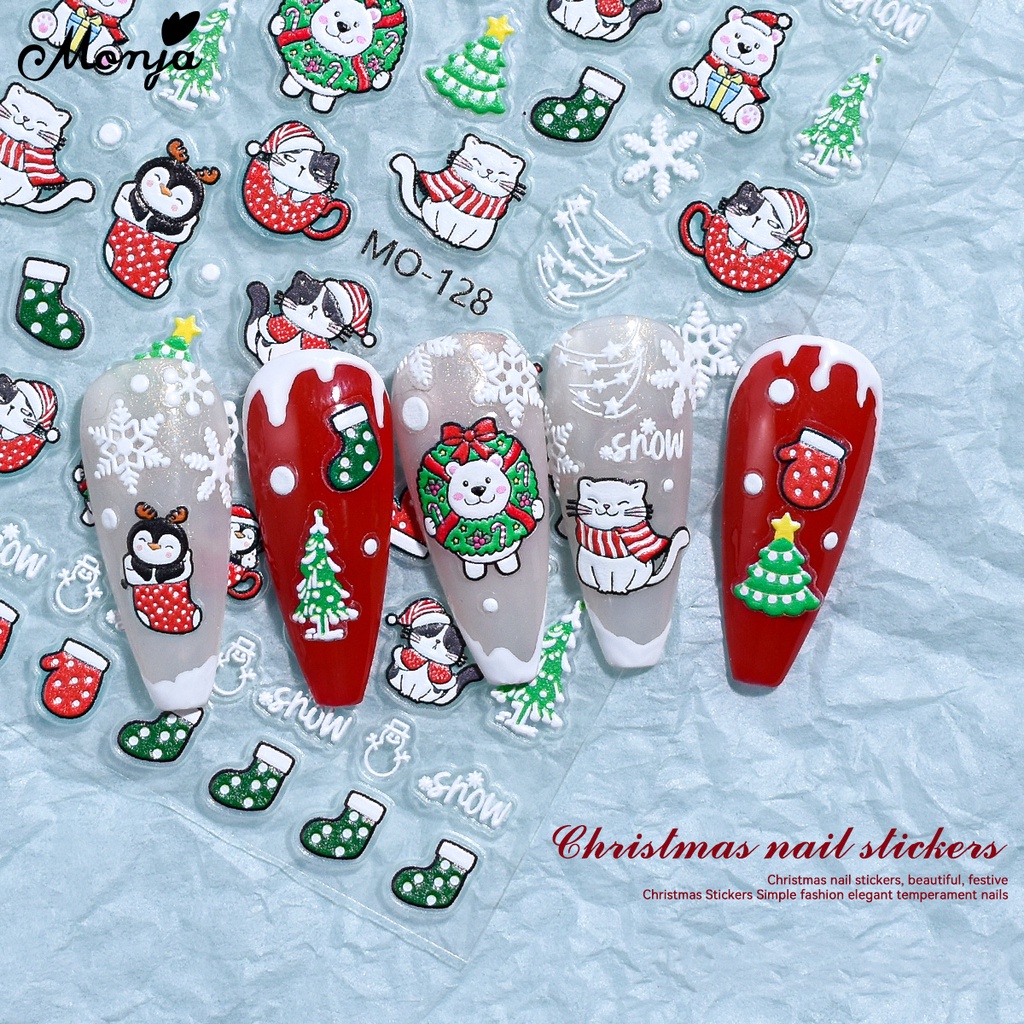 Miếng Dán Móng Tay 3d Hình Ông Già Noel Dễ Thương