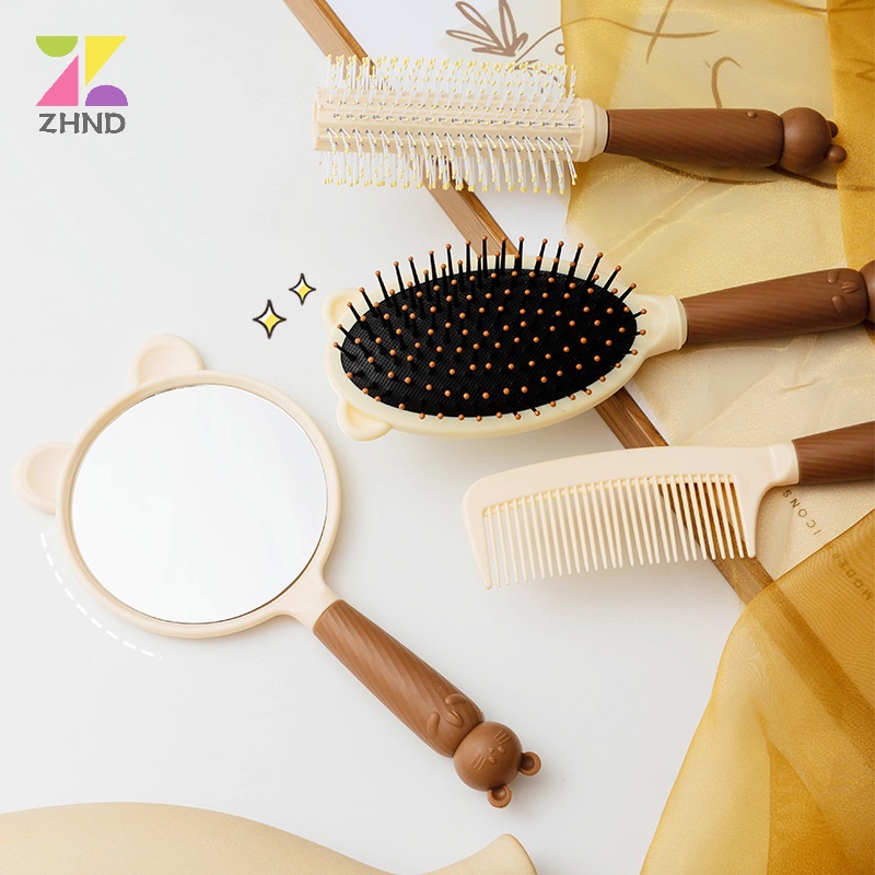 Bộ Bốn Món Lược Gương Trang Điểm zhuzhengde Không Gây Đau Đầu Mát Xa Da Đầu Dễ Thương