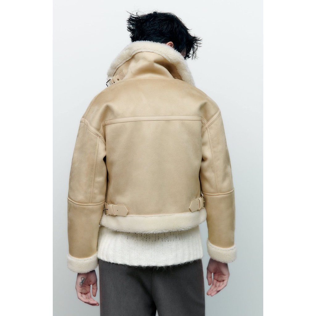 Zara Áo Khoác Lông Cừu Hai Mặt Thời Trang Mùa Đông Dành Cho Nữ6318241