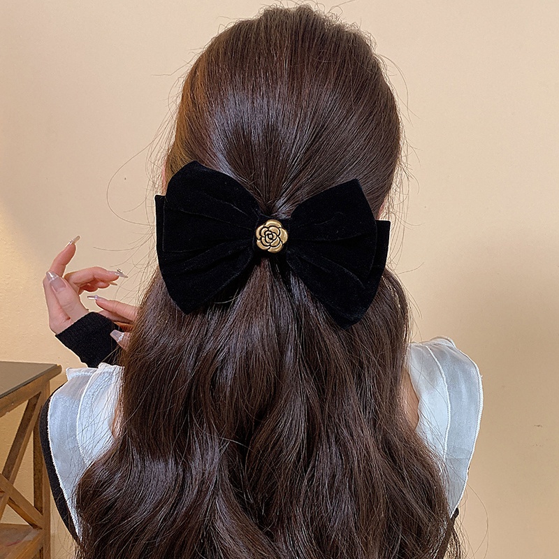 Đen Kẹp Tóc Hình Nơ Phong Cách Hàn Quốc Cao Cấp Cho Nữ