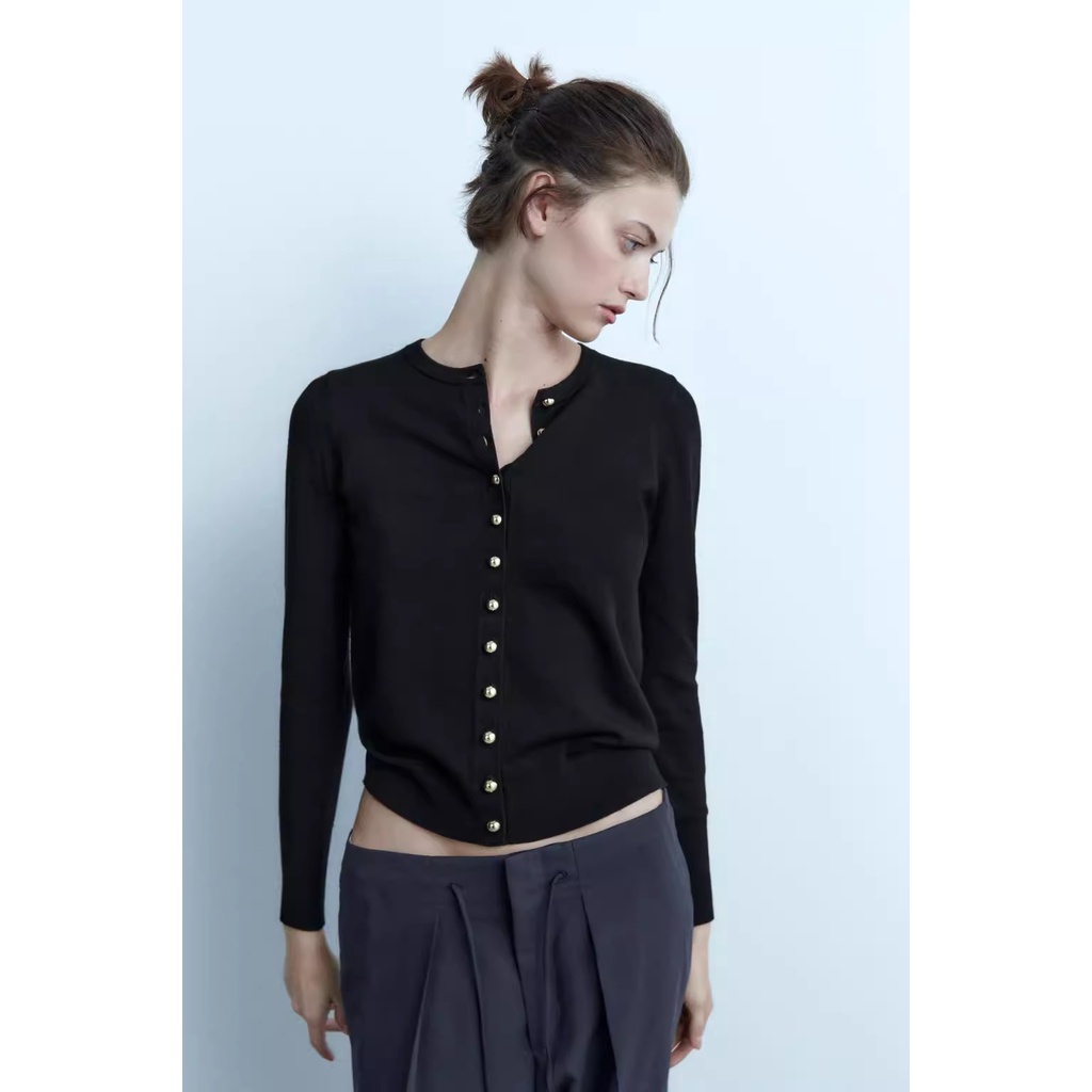 Zara Áo Khoác cardigan Dệt Kim Họa Tiết Kẻ Sọc Ngọt Ngào Thời Trang Mùa Thu Cho Nữ 0506110 800