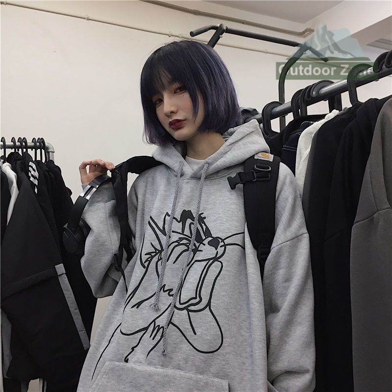 Áo hoodie Dáng Rộng In Chữ graffiti Phong Cách Hàn Quốc Thời Trang Thu Đông Dành Cho Nam Nữ