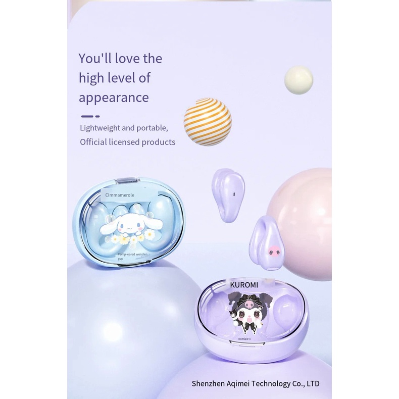 Tai Nghe bluetooth Không Dây Chống Nước Hình sanrio cinnamoroll kuromi kawaii