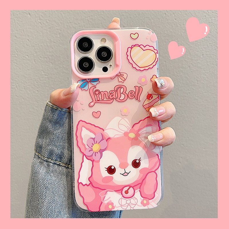 Ốp Điện Thoại imd Hai Mặt Họa Tiết Thỏ lina belle Màu Dạ Quang Thời Trang Cho iphone 15 11 14 12 13 pro max