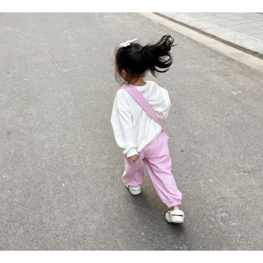 ✨MALINHKID✨BN075- Bộ nỉ trắng hồng tặng kèm túi trẻ em VNXK