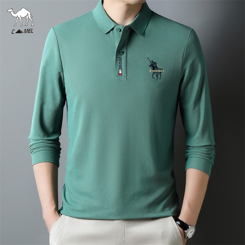 Áo Thun polo Dài Tay Thêu Chữ Thời Trang Nam Tính