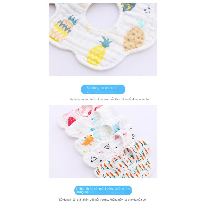 Khăn Lau Miệng Tròn 2 Mặt Xoay 360 Độ Và Được Làm Từ Vải Siêu Thấm Hút 8 Lớp