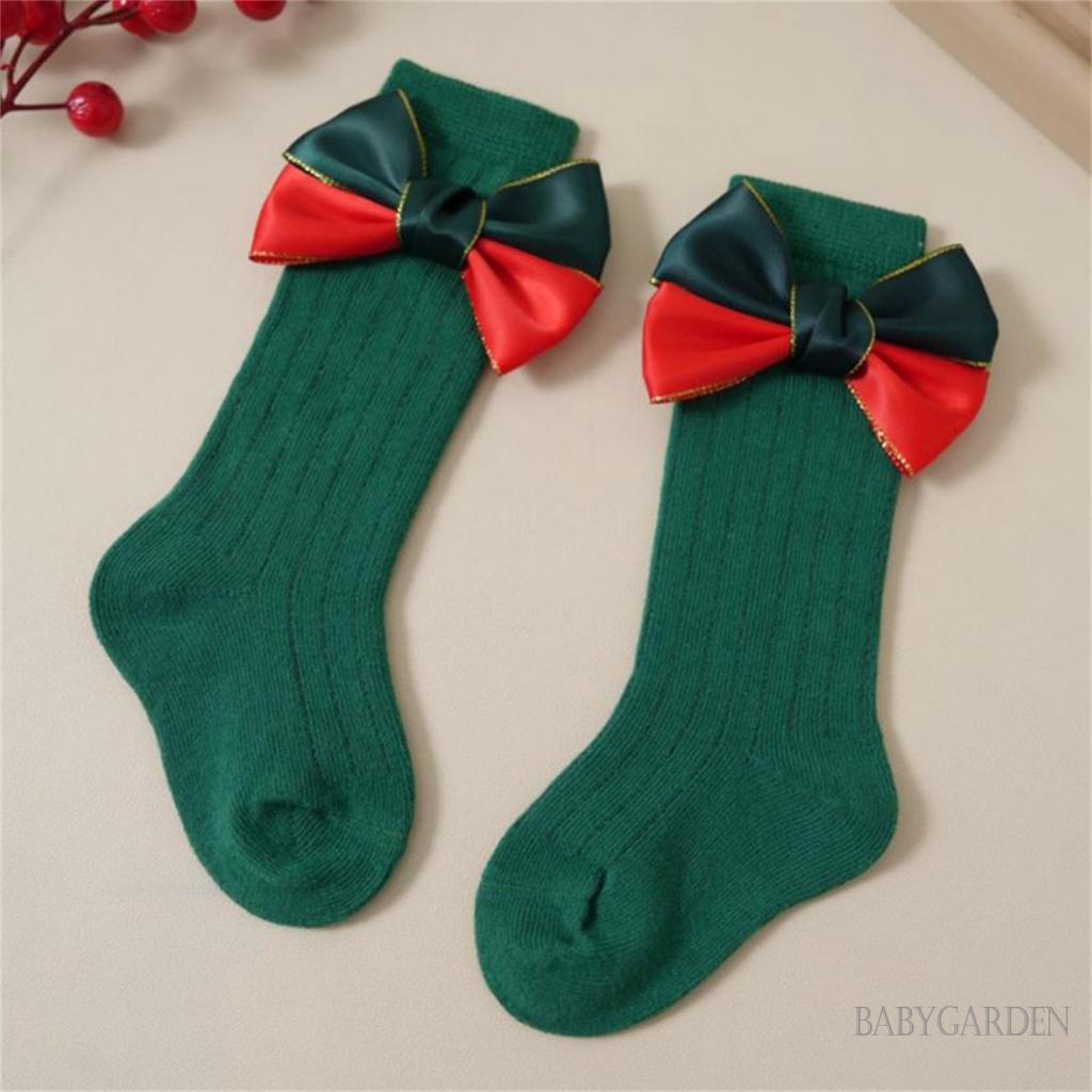 Vớ Dài Mềm Đính Nơ Trang Trí Giáng Sinh Dễ Thương Cho Bé Gái Từ 0-4 Tuổi