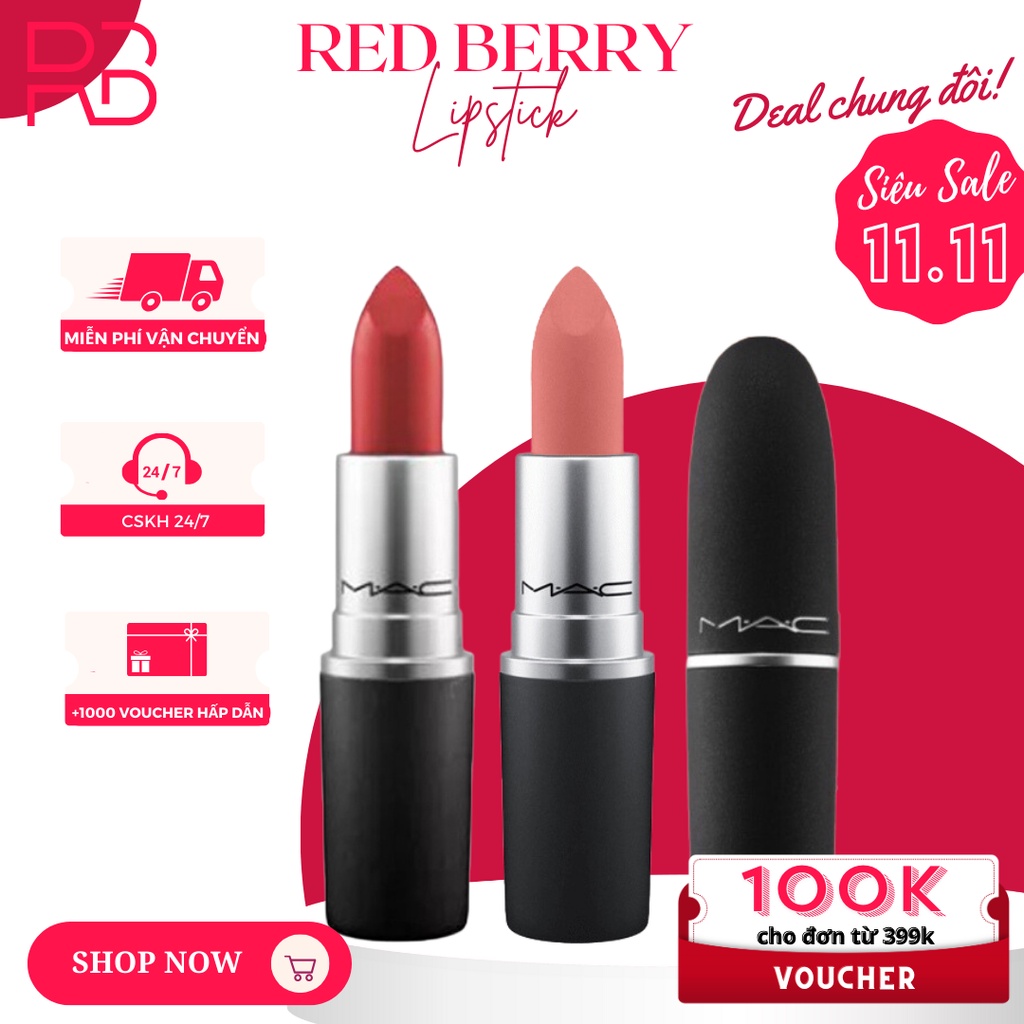 Son Thỏi MAC Amplified Creme Lipstick 3g Chất Lì Mịn Như Nhung Red Berry