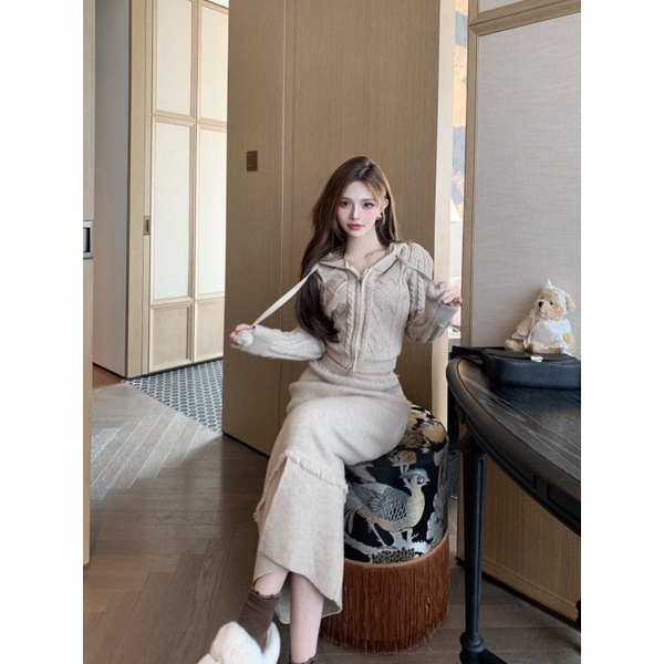 Áo Hoodie Lửng Tay Dài Có Khóa Kéo Màu Sắc Ngọt Ngào Thời Trang Mùa Thu Cho Nữ