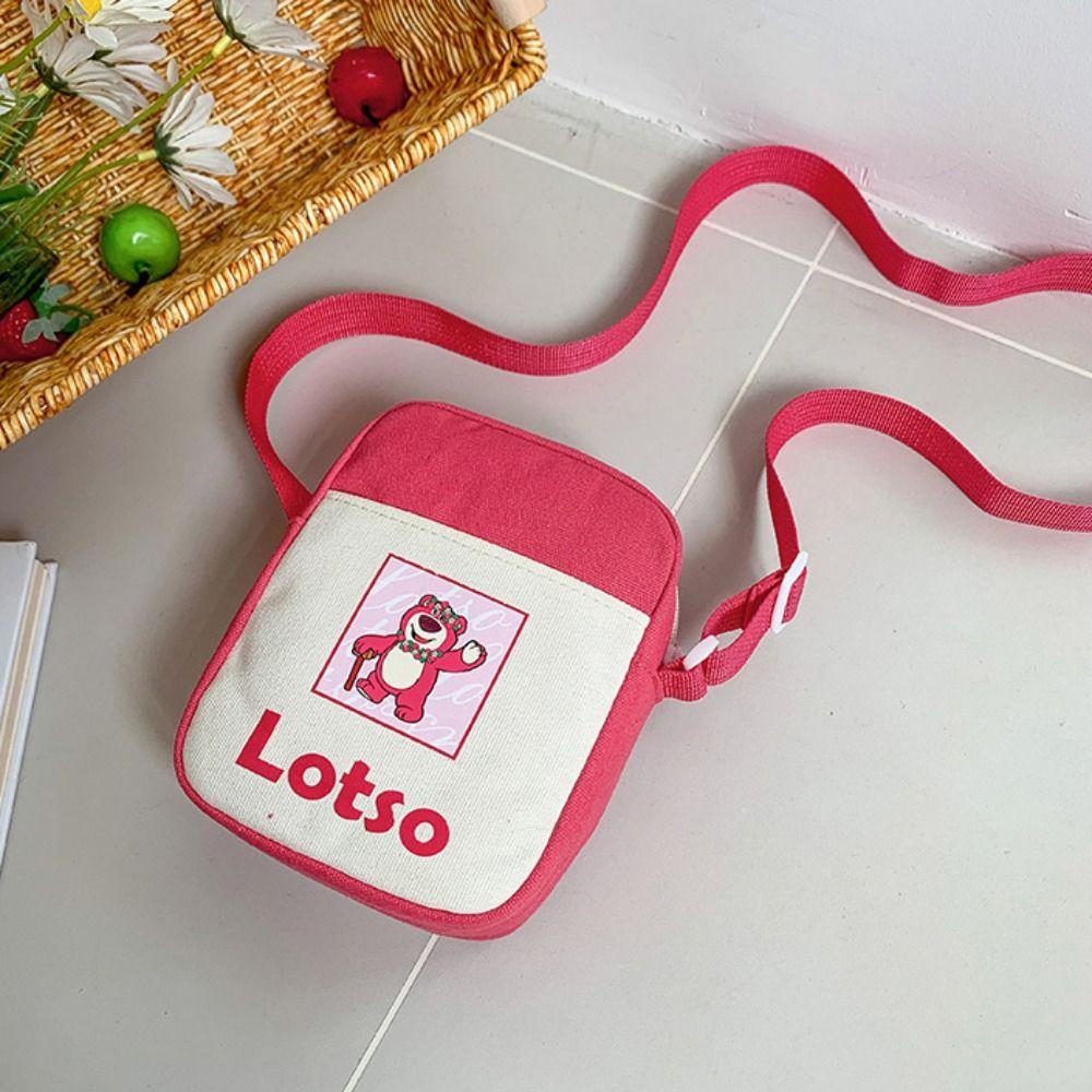 Dallas1 Túi canvas Đeo Chéo Đựng Đồ Trang Điểm / Điện Thoại Họa Tiết Gấu Dâu Tây Hoạt Hình Dễ Thương