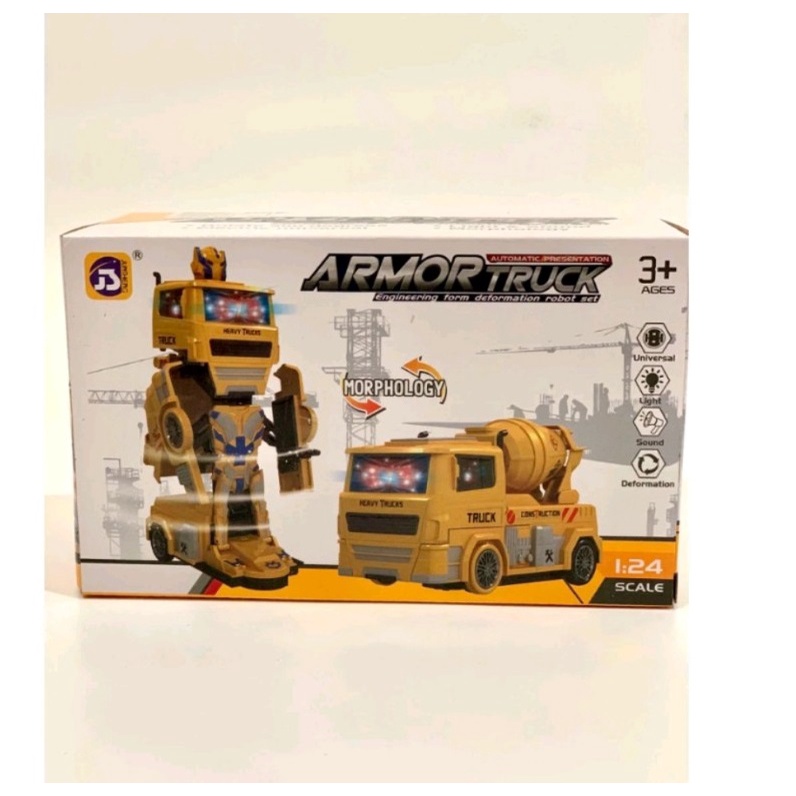 Robot biến hình Transformer biến thành xe múc hàng chạy pin