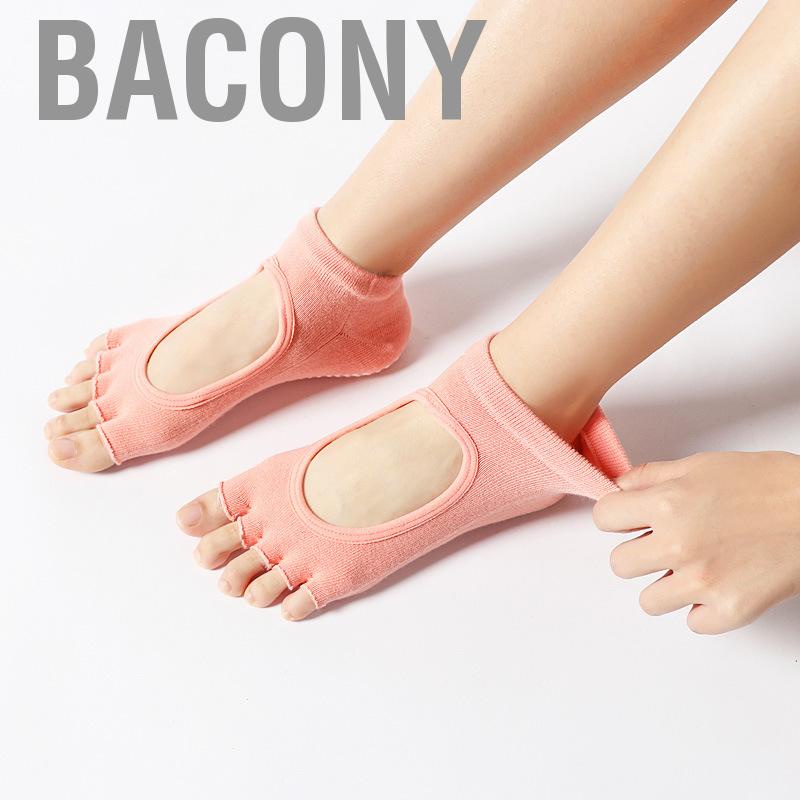 Bacony Yoga Socks Half Toes Breathable Open Instep Non Slip Soft Skin Friendly Combed Cotton Barre Pilates