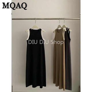 Mqaq Đầm Dài Ôm Dáng Giả Hai Lớp Size Lớn Đơn Giản Cho Nữ