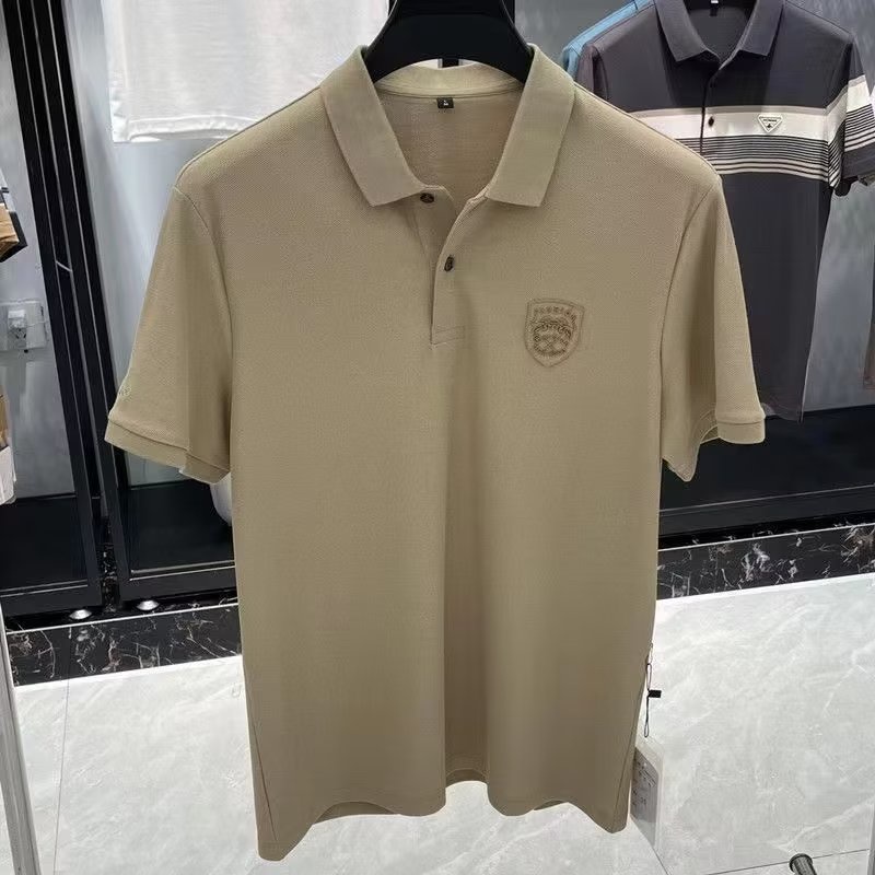 Aokang Áo polo cotton Ngắn Tay Phối Lưới Thoáng Khí Thêu Họa Tiết Thời Trang Công Sở Cho Nam