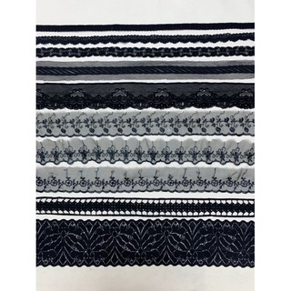 Ren viền tua rua, ren thun, ren chỉ bóng cotton Ren viền,ren thun,thun ren đen trang trí quần áo,phụ kiện,đồ handmade...
