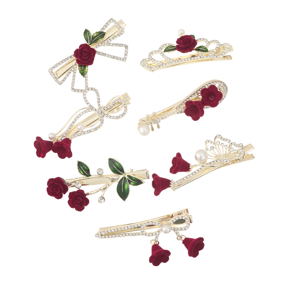 Kẹp TóC HìNh Hoa HồNg ĐíNh Kim Cương Giả ThờI Trang Cho Nữ CHLINS