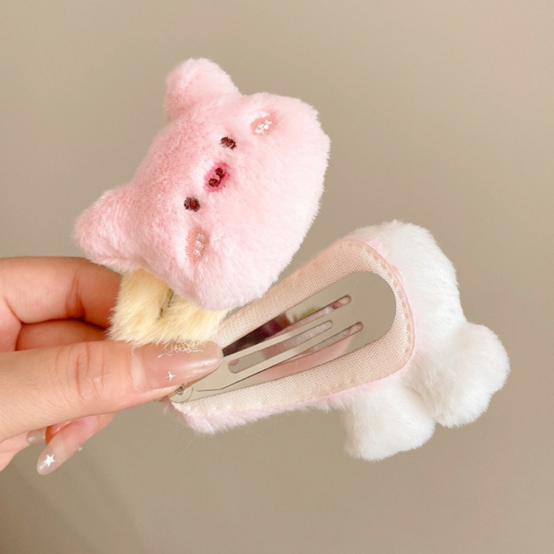 Dễ Thương Kẹp Tóc Thỏ / Heo Nhồi Bông Đáng Yêu Thời Trang Thu Đông Dành Cho