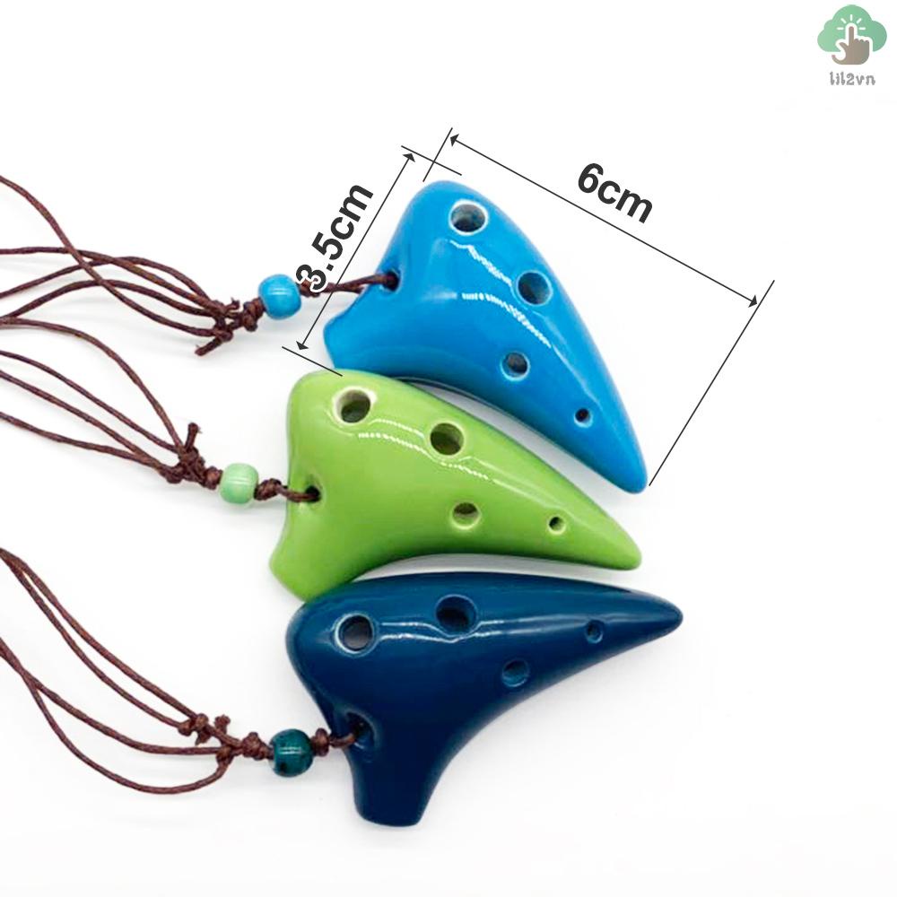 Kèn ocarina Gốm 6 Lỗ Kèm Dây Đeo Cho Người Mới Bắt Đầu
