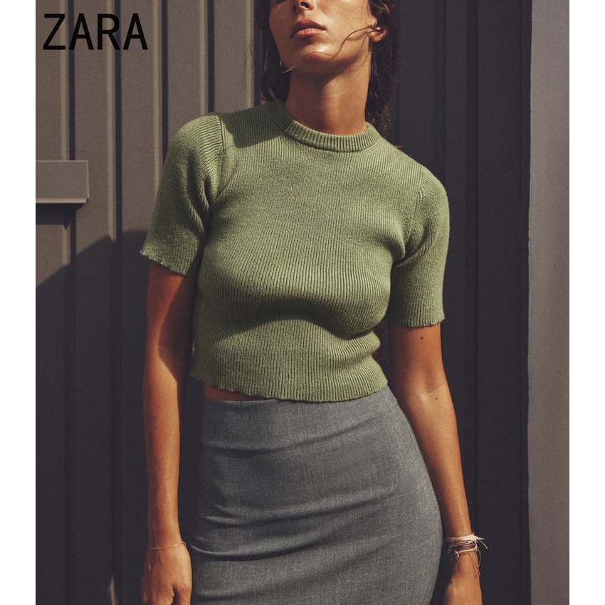 Zara Áo Dệt Kim Ngắn Tay Cổ Tròn Thời Trang Dành Cho Nữ 9598291