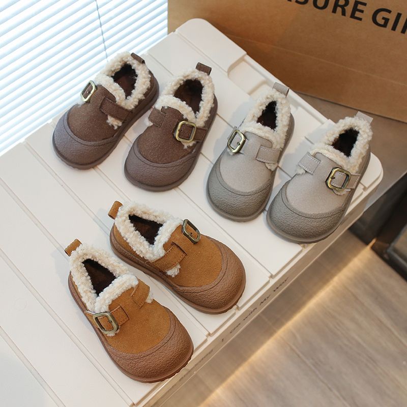 Giày Búp Bê birkenstock Lót Lông Cừu Phong Cách Hàn Quốc Thời Trang Thu Đông Cho Bé Trai Và Bé Gái