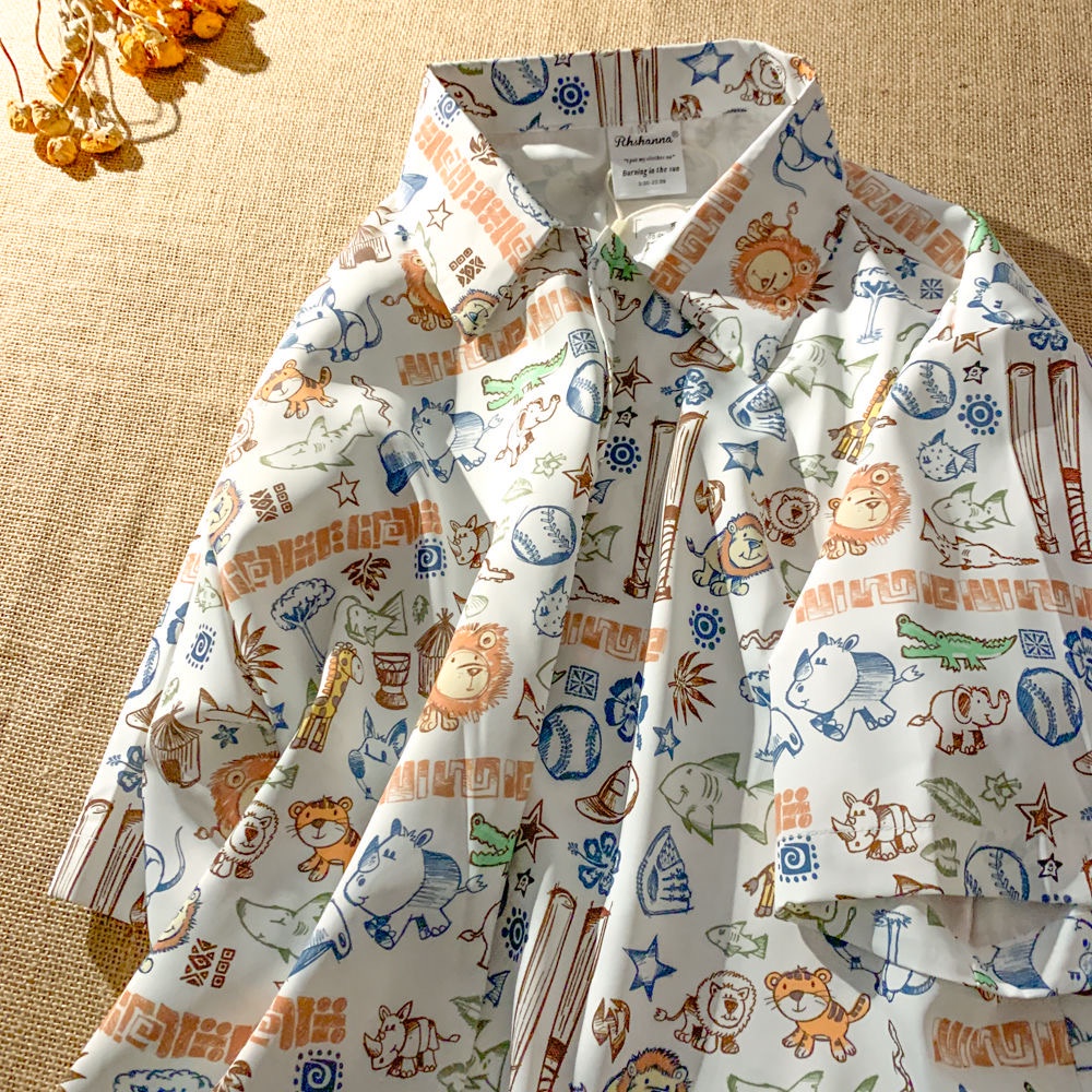 A lion cub Áo Sơ Mi Ngắn Tay Dáng Rộng In Hình tom & jerry Trẻ Trung Thời Trang Mùa Hè Cho Nam Và Nữ