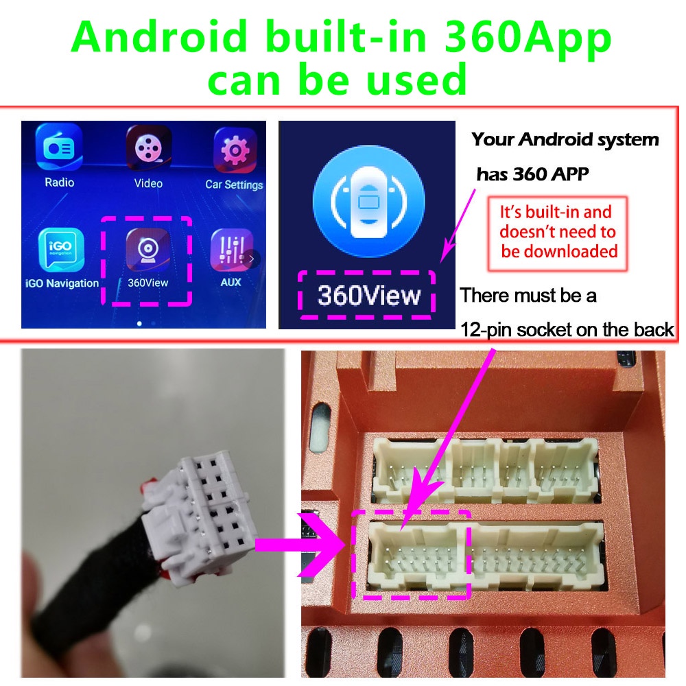 360° Camera Hành Trình 1080p ahd Phía Trước / Sau / Trái / Phải 360 3d Cho Xe Hơi android radio