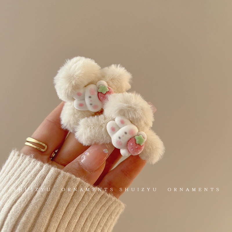 Kẹp Tóc Hình Gấu / Thỏ Bằng Lông Nhung Dễ Thương Xinh Xắn